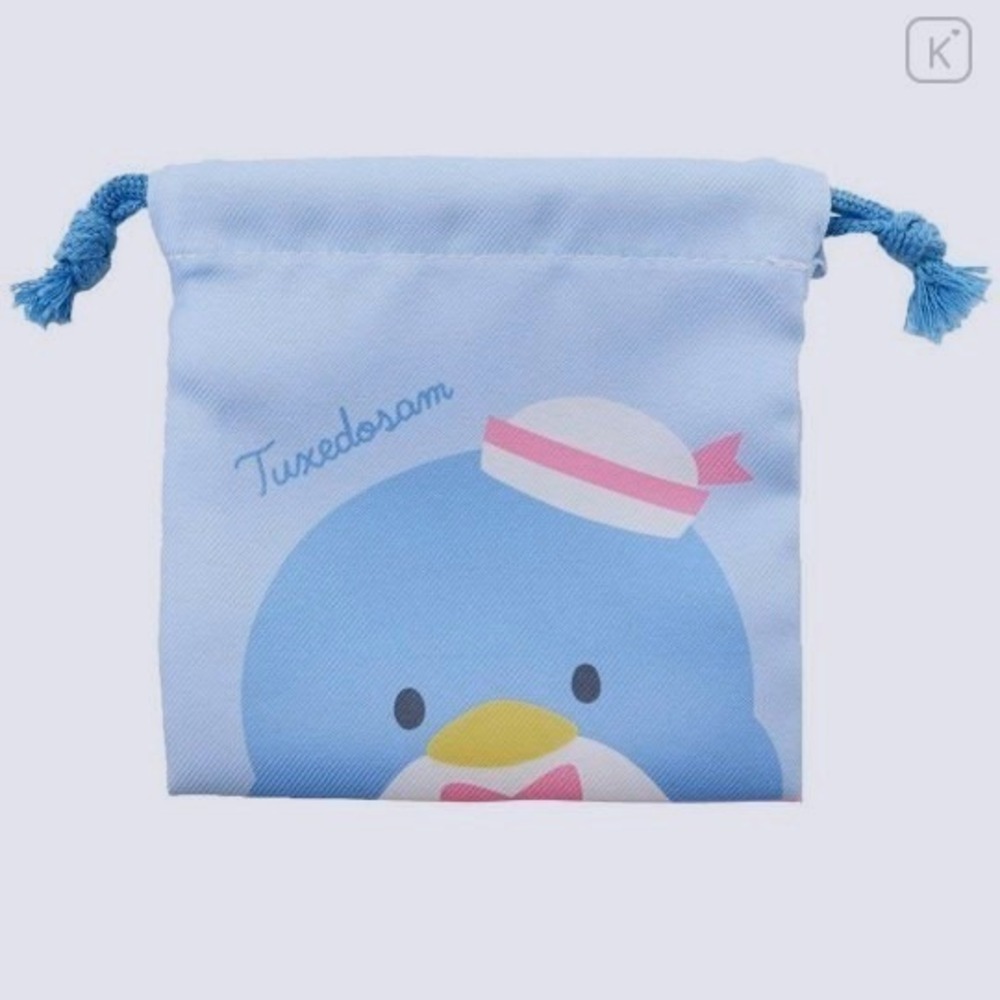 Sanrio Tuxedo Sam Flat Drawstring Pouch Blue Kawaii Bag Tees Factory From Japan‎